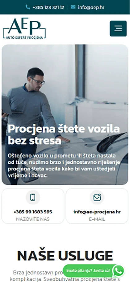 Web stranica Auto Expert Procjena na mobitelu