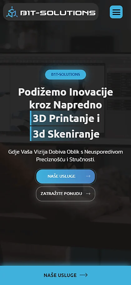 Web stranica B1T Solutions na mobitelu