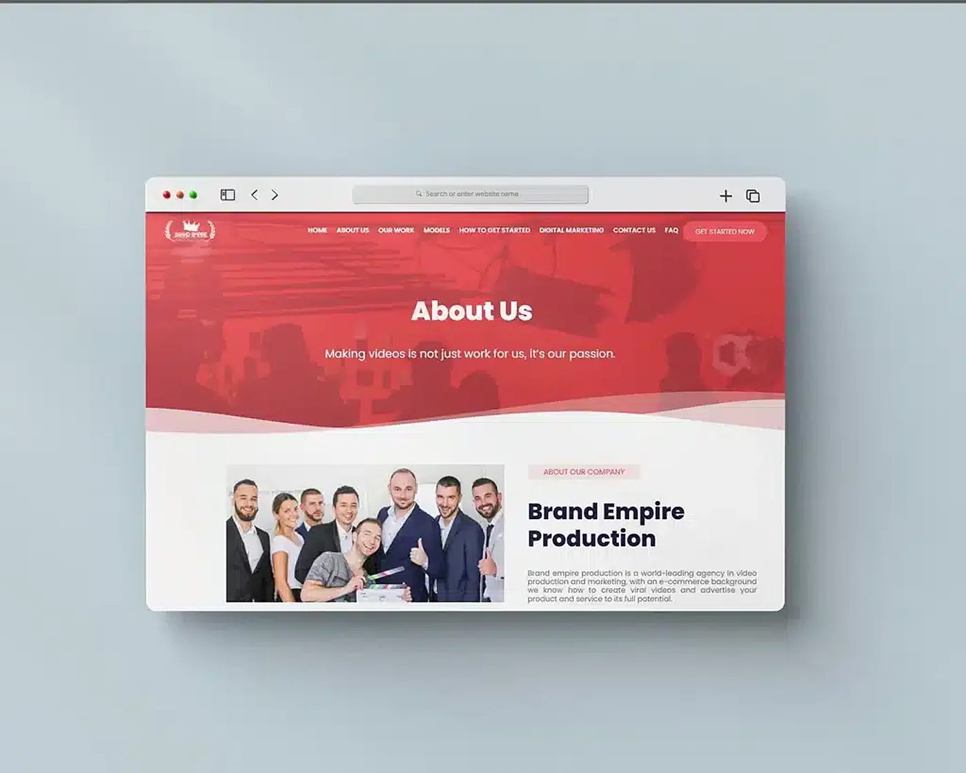 Mobilni prikazi web stranice Brand Empire Production
