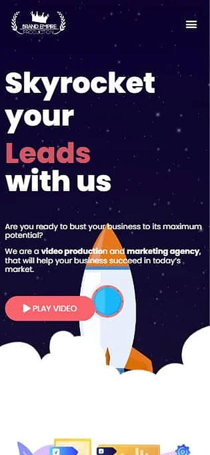 Web stranica Brand Empire Production na mobitelu