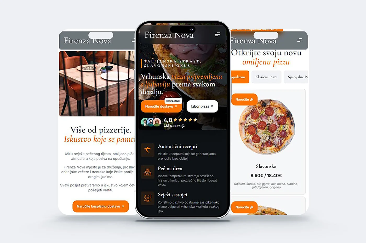 Mobilni prikazi web stranice Firenza Nova