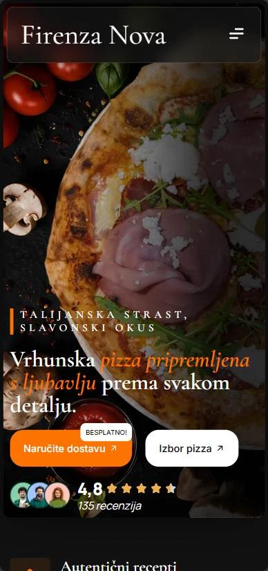 Mobilni prikaz web stranice Firenza Nova