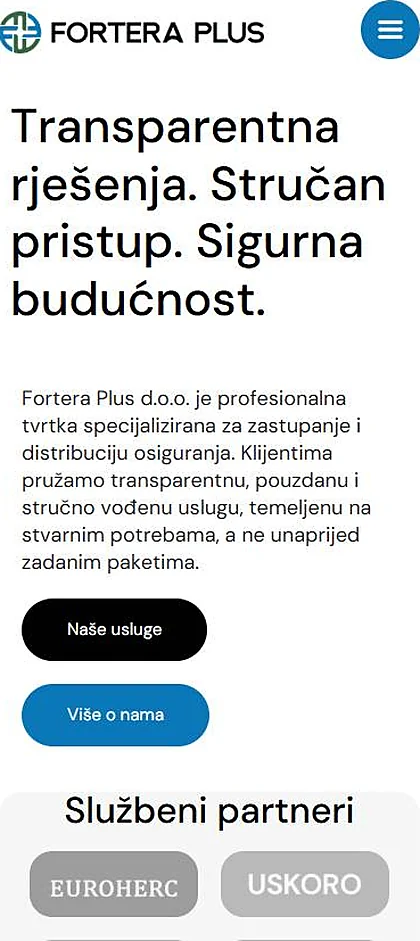 Web stranica Fortera Plus na mobitelu