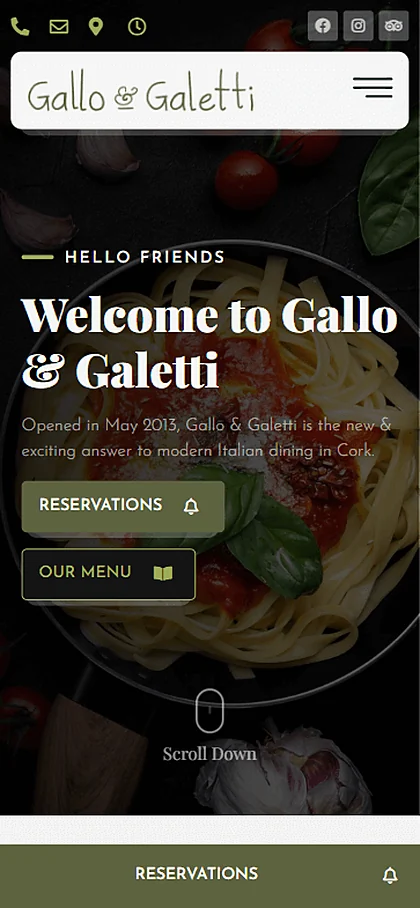 Web stranica Gallo & Galetti na mobitelu