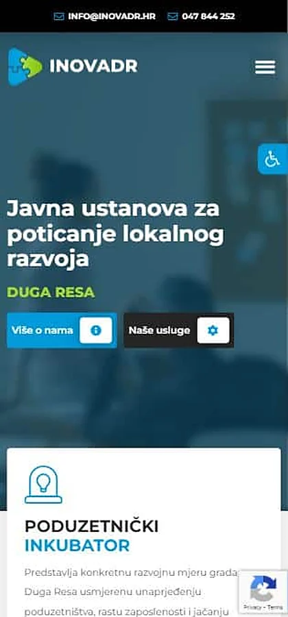 Web stranica InovaDR na mobitelu