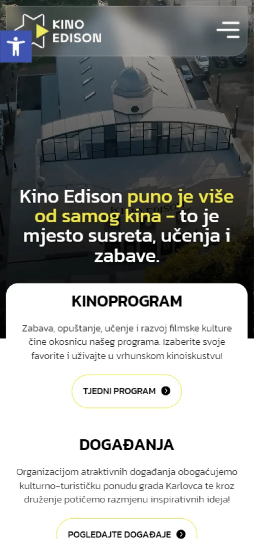 Web stranica Kino Edison na mobitelu