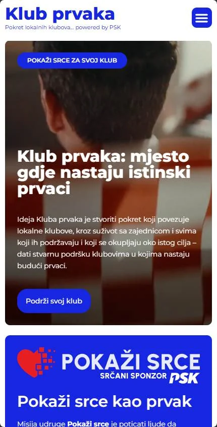 Web stranica Klub Prvaka na mobitelu