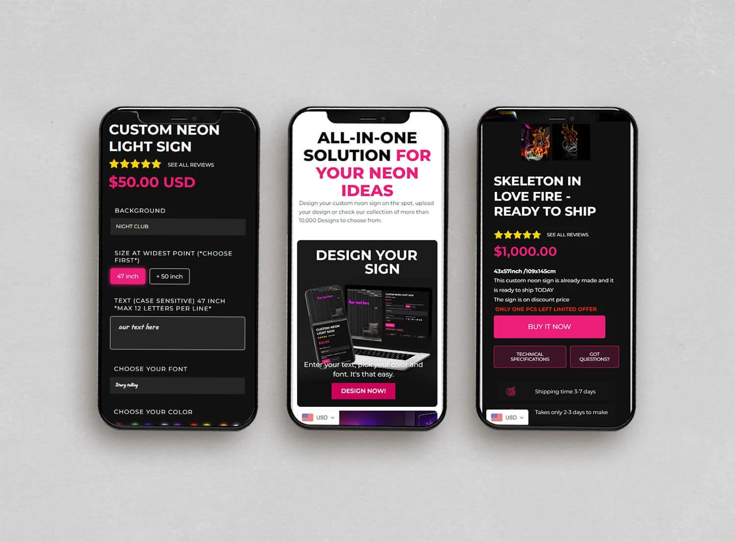 Mobilni prikazi web stranice Make Neon Sign