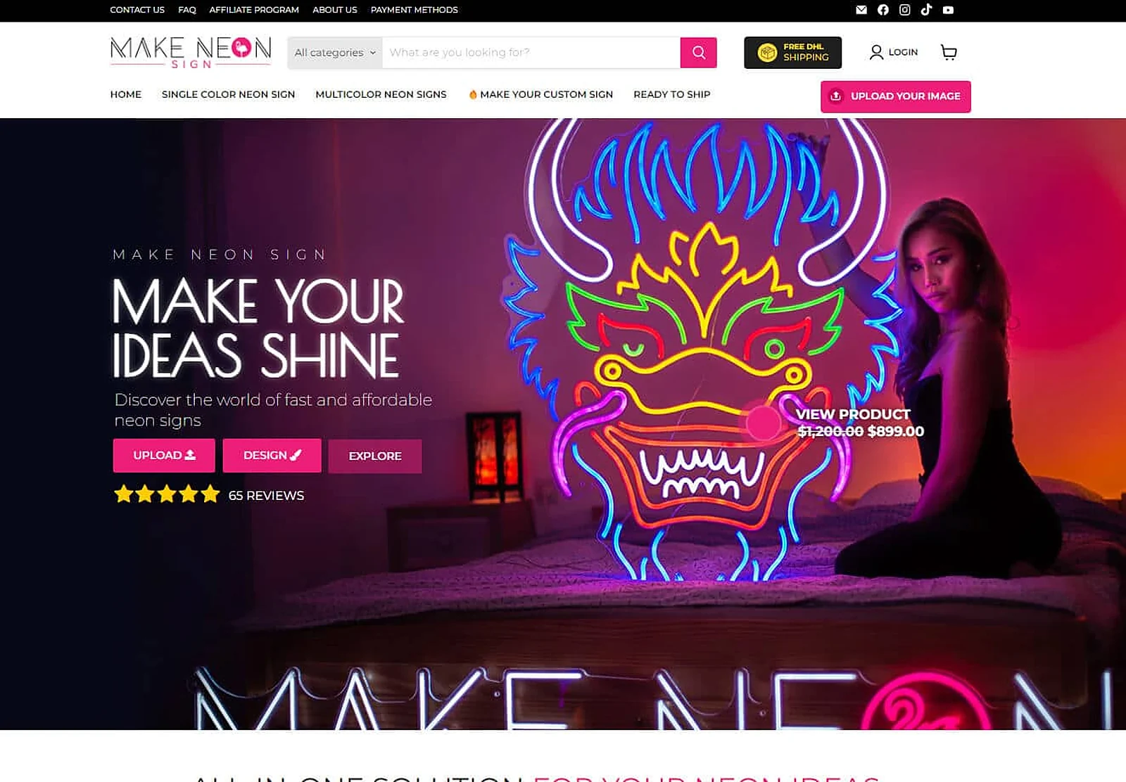 Web stranica Make Neon Sign