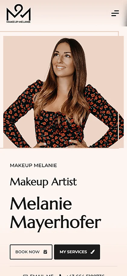 Web stranica Makeup Melanie na mobitelu