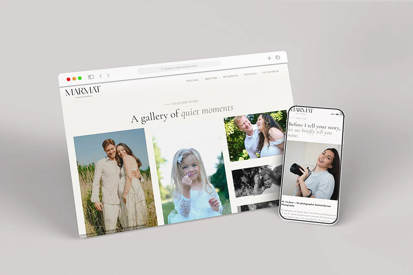 Mobilni prikazi web stranice Marmat Photography