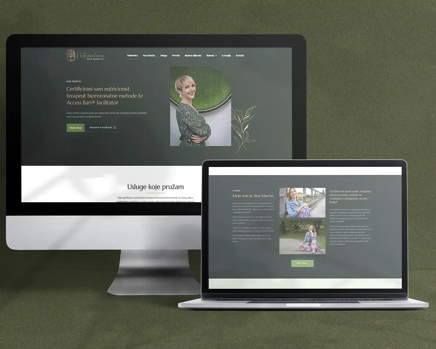 Mobilni prikazi web stranice Nutriobalance