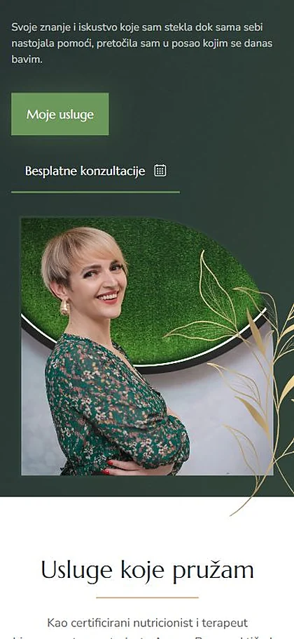 Web stranica Nutriobalance na mobitelu