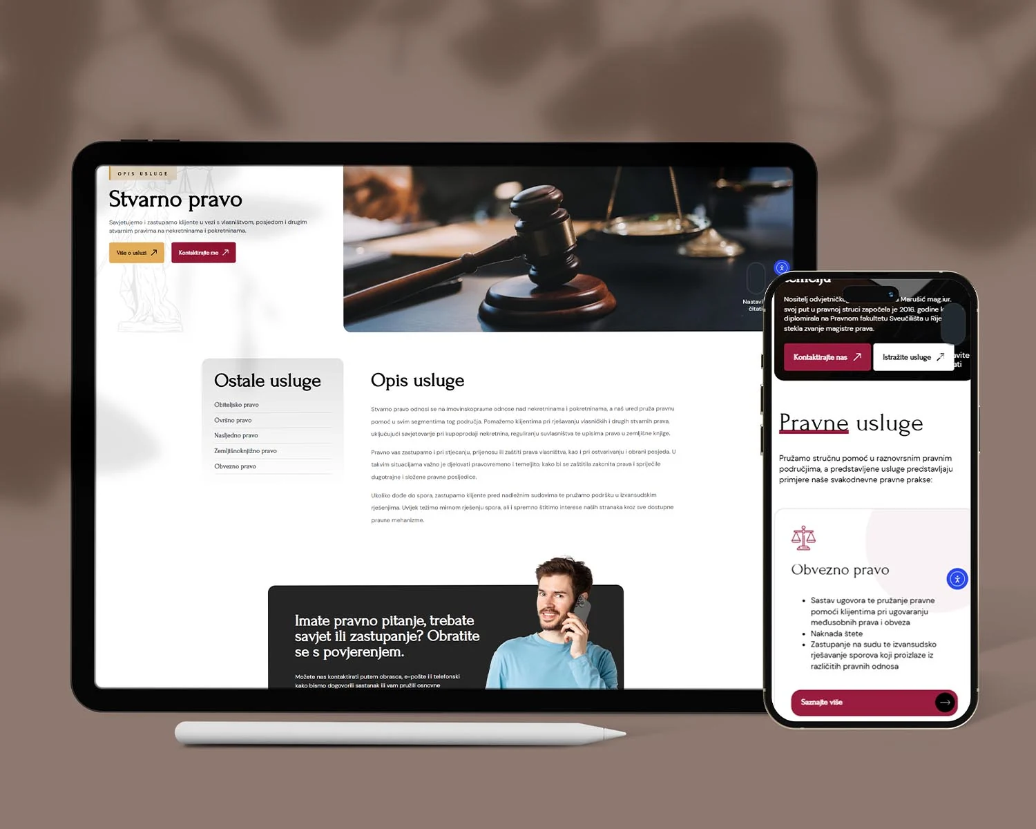 Pregled stranica web stranice Odvjetnica Anđelka Marušić
