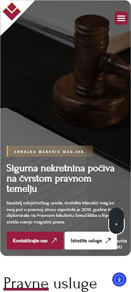 Web stranica Odvjetnica Anđelka Marušić na mobitelu