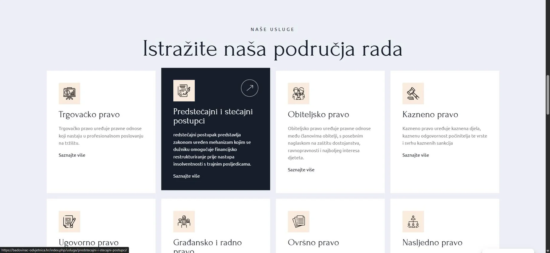 Pregled stranica web stranice Odvjetnica Badovinac