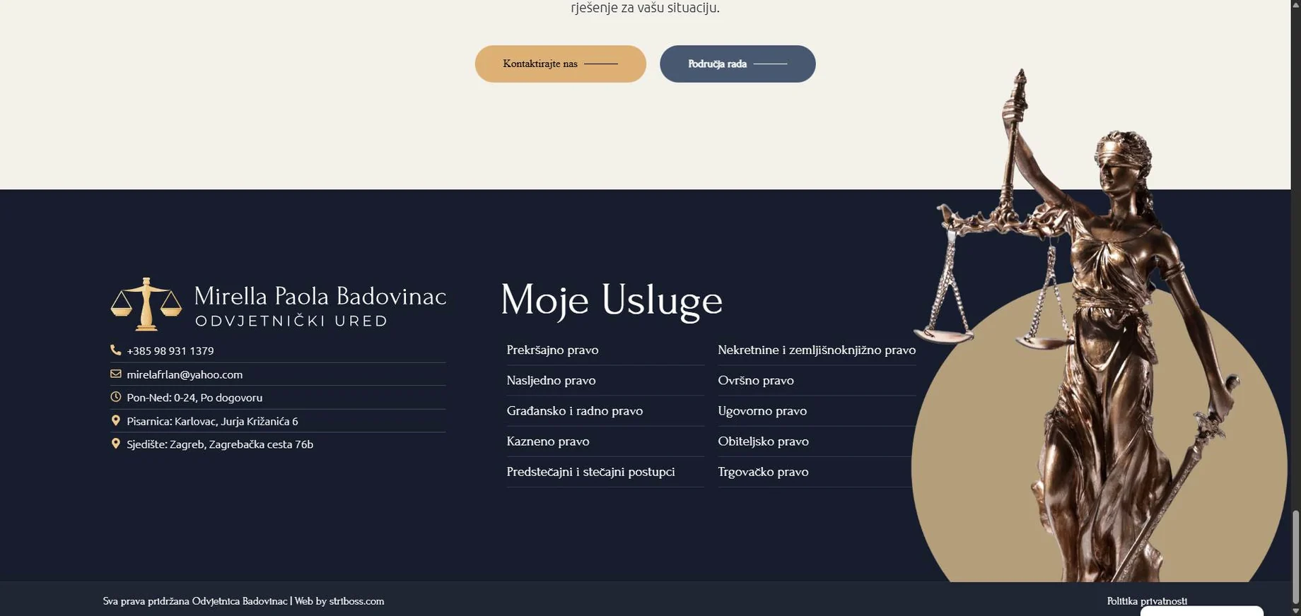 Desktop i mobilni prikaz web stranice Odvjetnica Badovinac