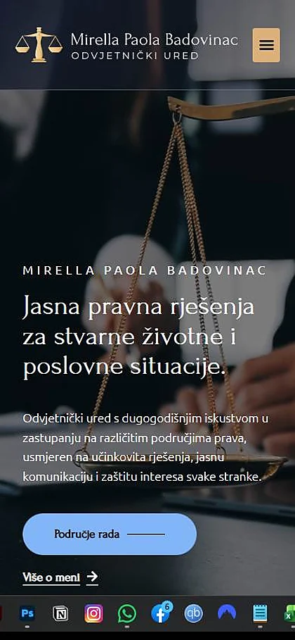 Web stranica Odvjetnica Badovinac na mobitelu