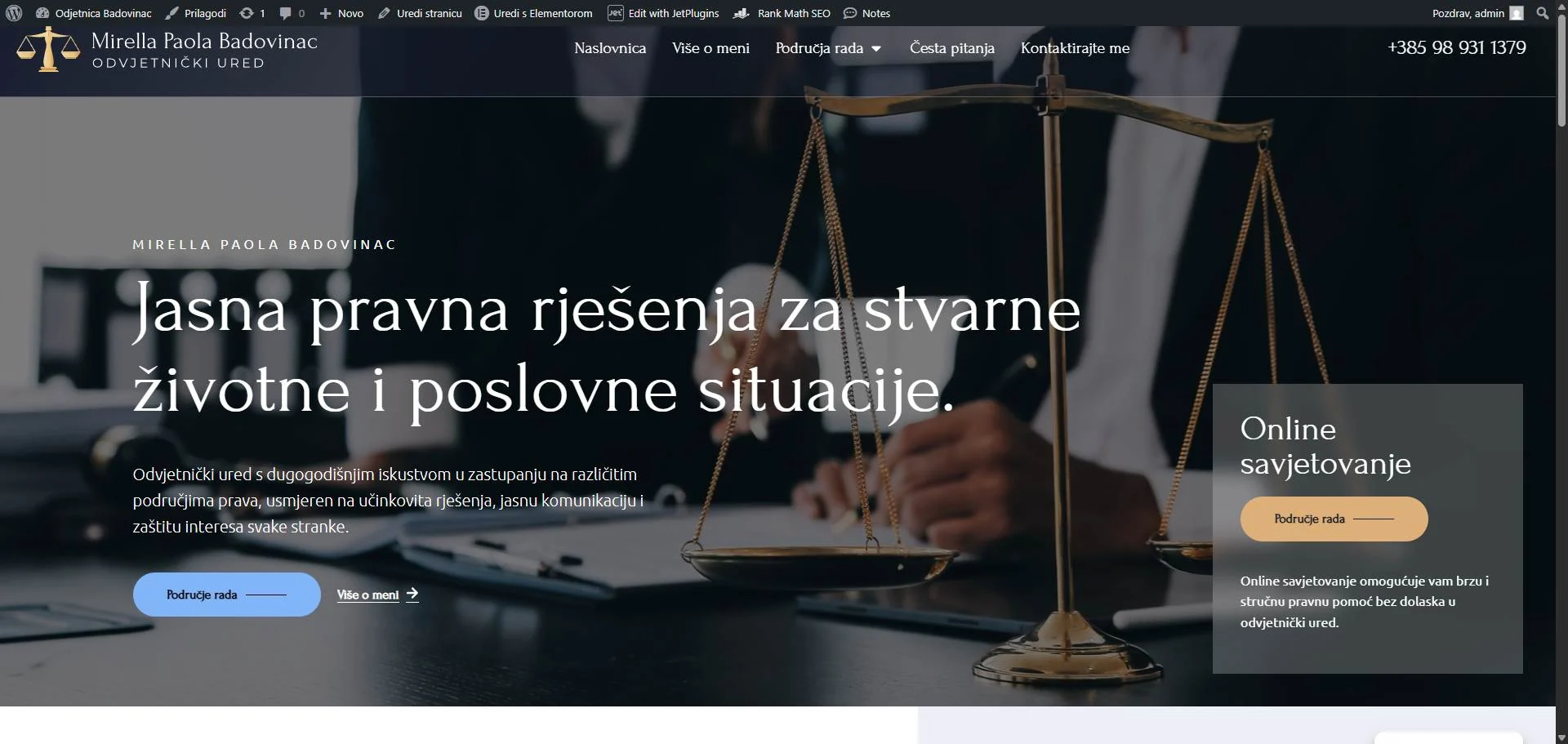 Web stranica Odvjetnica Badovinac