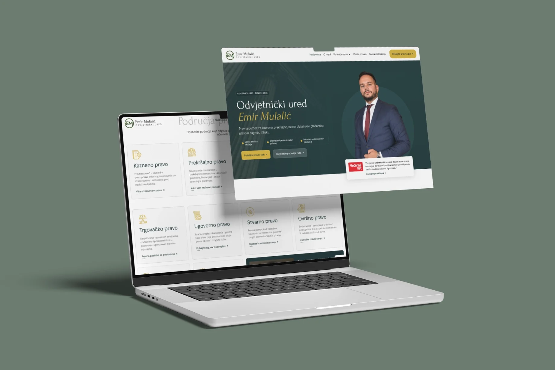 Pregled stranica web stranice Odvjetnik Emir Mulalić