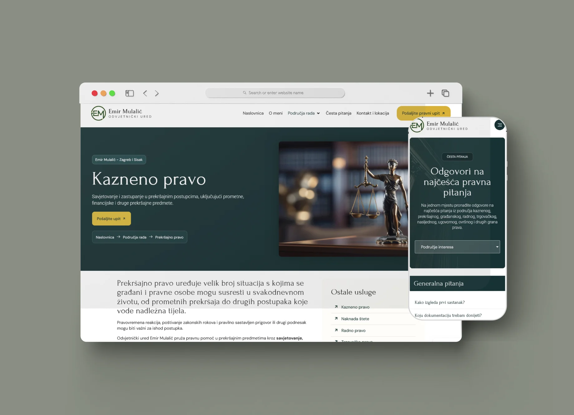 Mobilni prikazi web stranice Odvjetnik Emir Mulalić