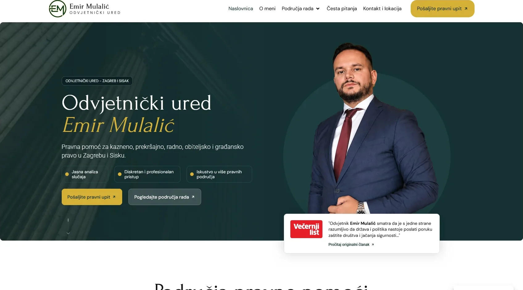 Web stranica Odvjetnik Emir Mulalić
