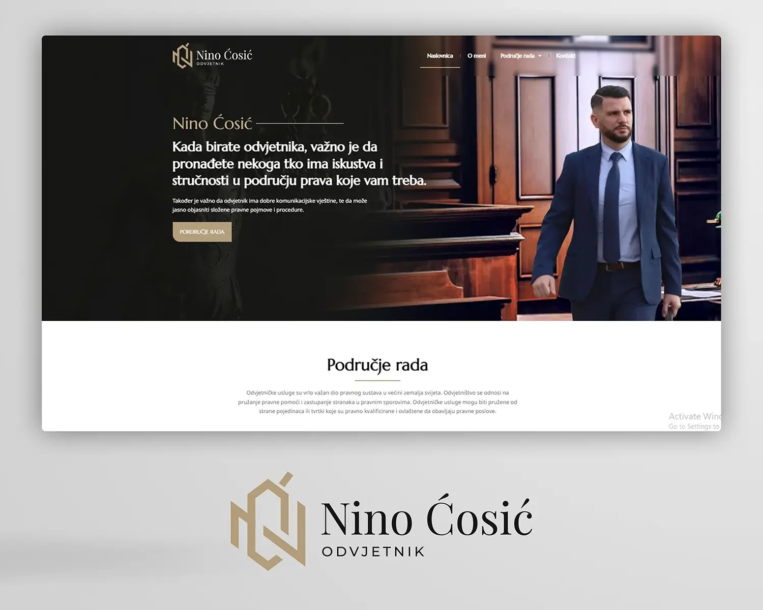 Pregled stranica web stranice Odvjetnik Nino Ćosić
