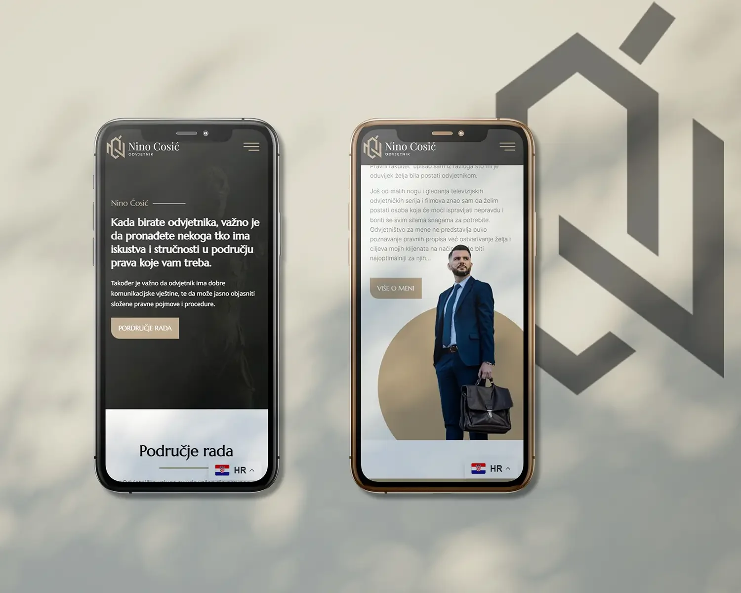 Mobilni prikazi web stranice Odvjetnik Nino Ćosić