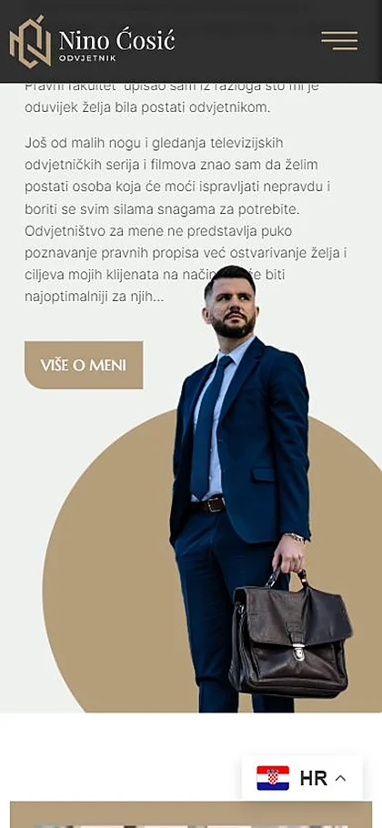 Web stranica Odvjetnik Nino Ćosić na mobitelu