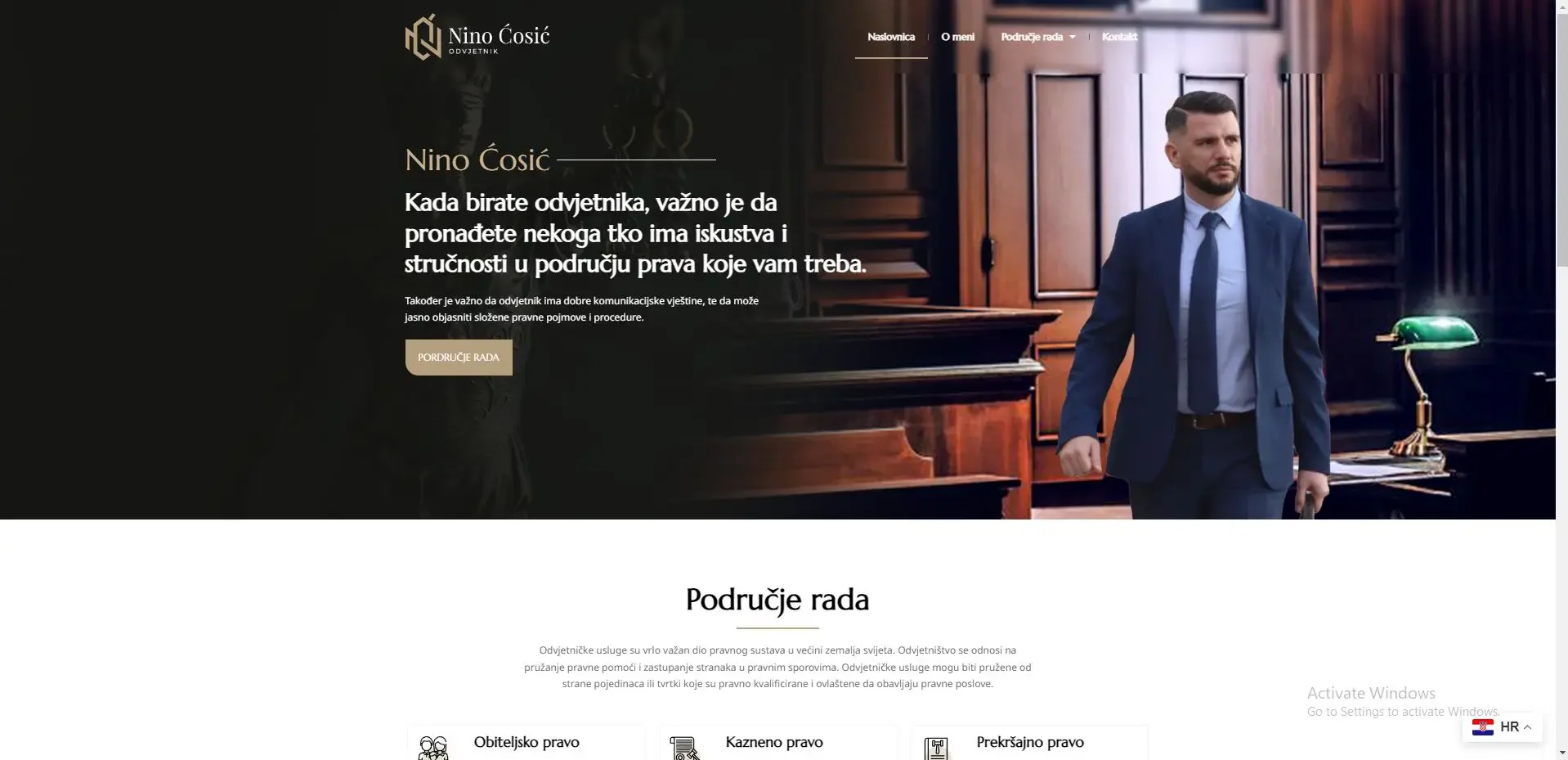 Web stranica Odvjetnik Nino Ćosić