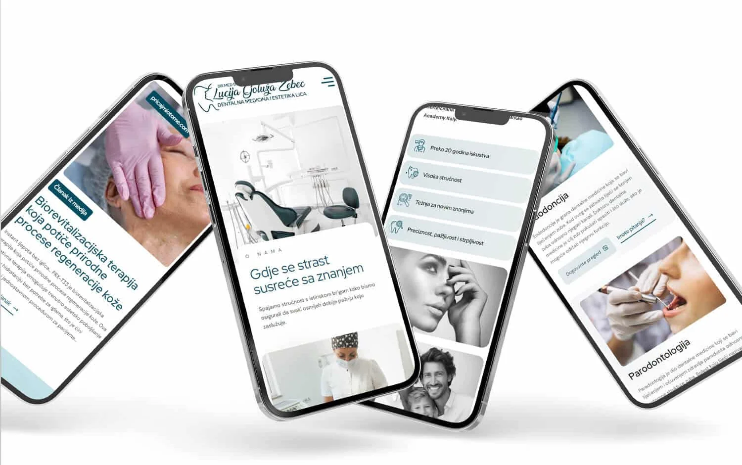 Mobilni prikazi web stranice Ordinacija dentalne medicine Dr. Lucija