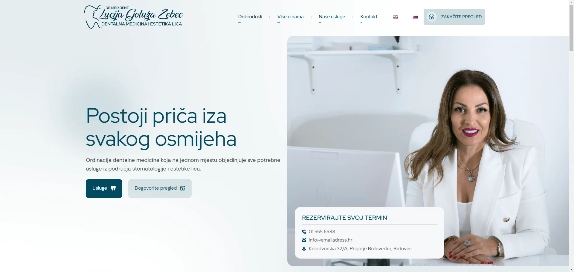 Web stranica Ordinacija dentalne medicine Dr. Lucija