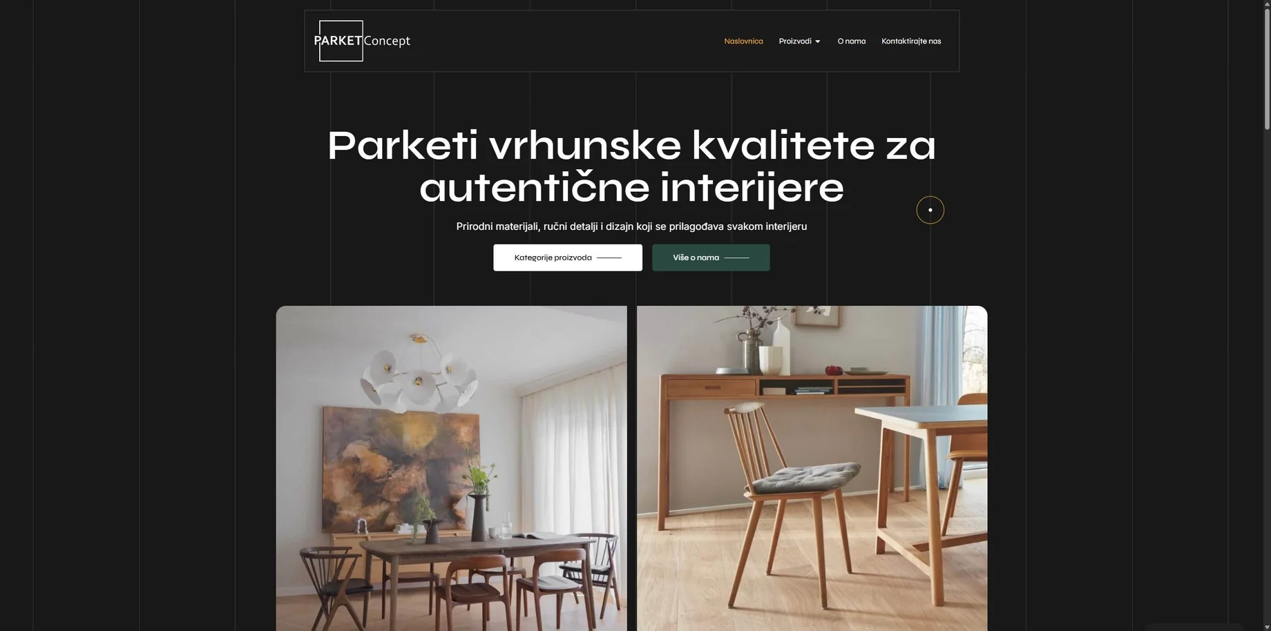 Pregled stranica web stranice Parket Concept