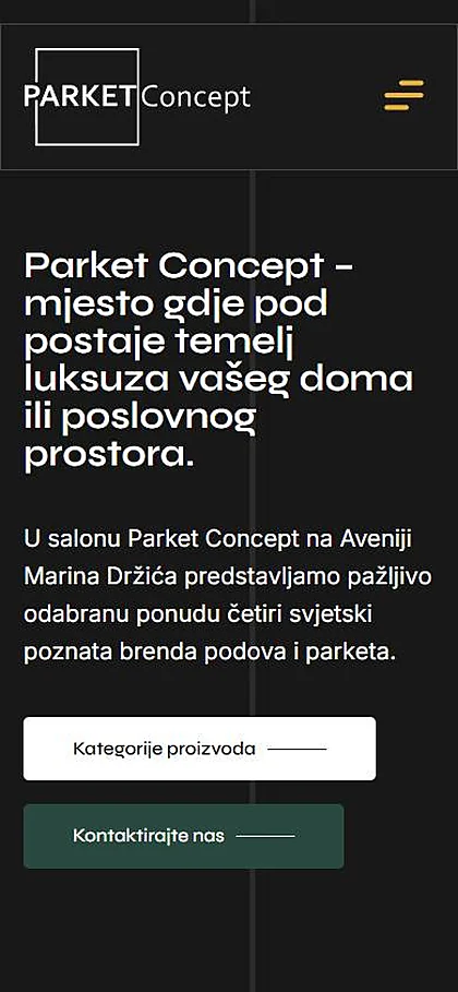 Web stranica Parket Concept na mobitelu