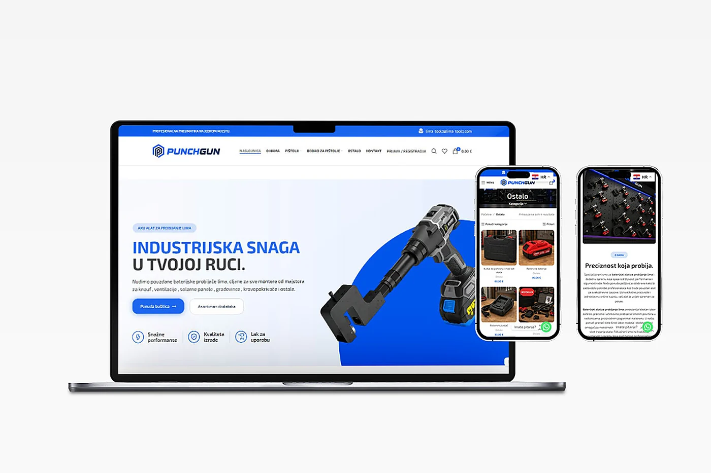 Mobilni prikazi web stranice Punch Gun