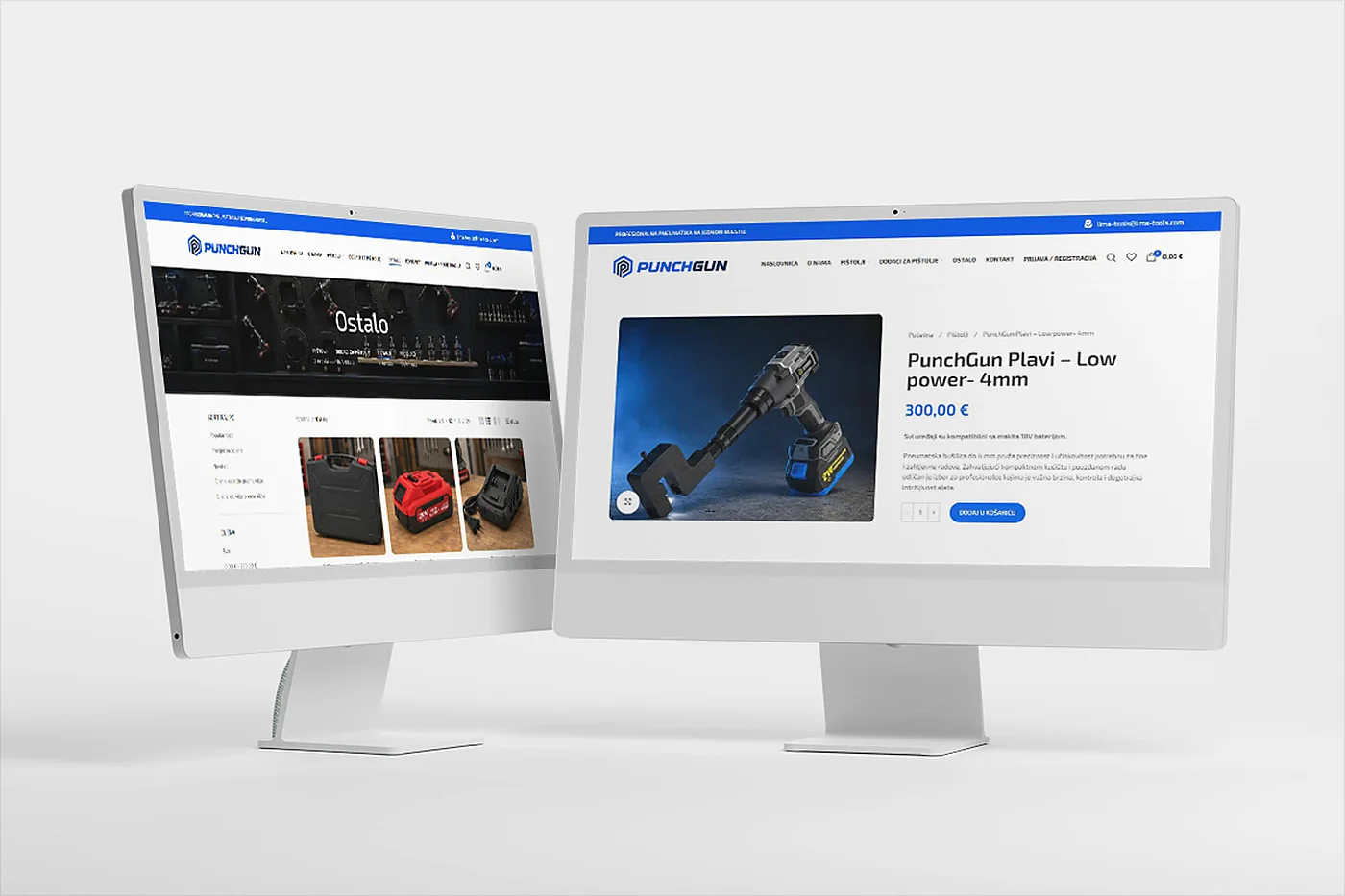 Desktop i mobilni prikaz web stranice Punch Gun