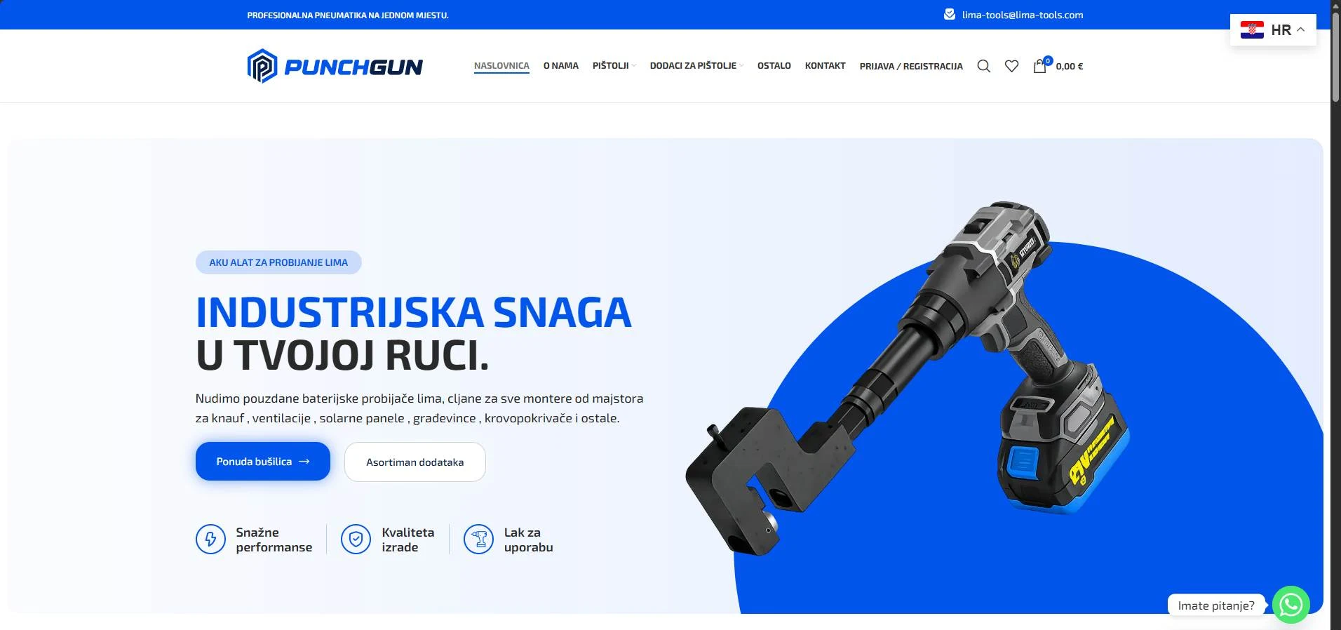 Desktop prikaz web stranice Punch Gun