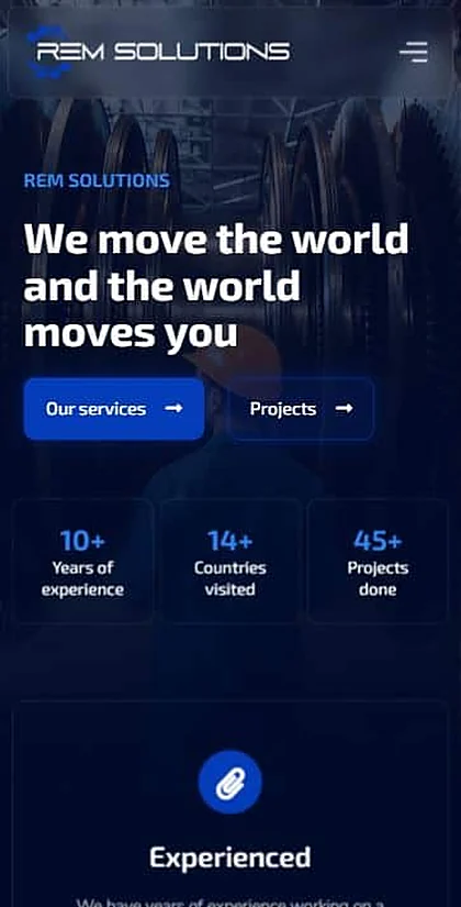 Web stranica REM Solutions na mobitelu
