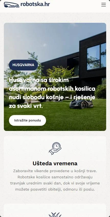 Web stranica Robotska na mobitelu