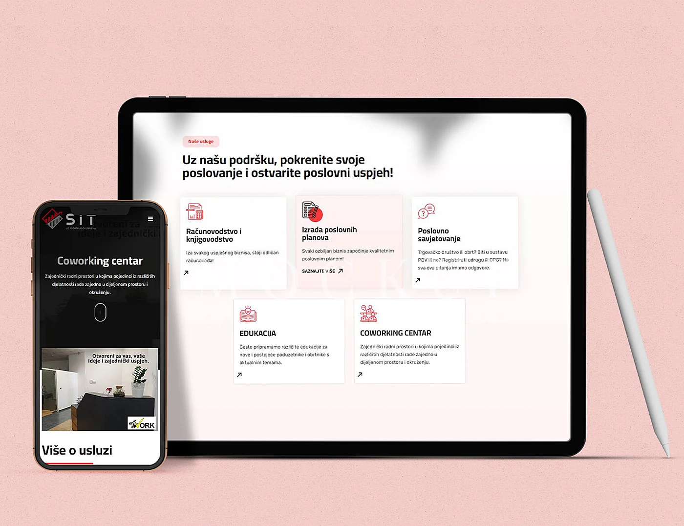 Pregled stranica web stranice SIT, obrt za poslovne usluge