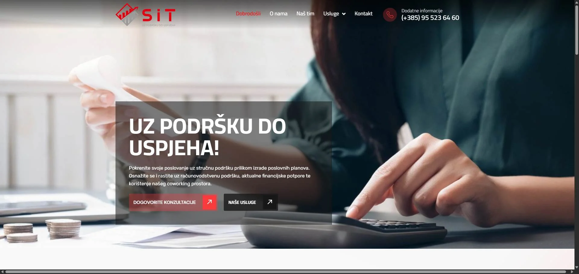 Web stranica SIT, obrt za poslovne usluge