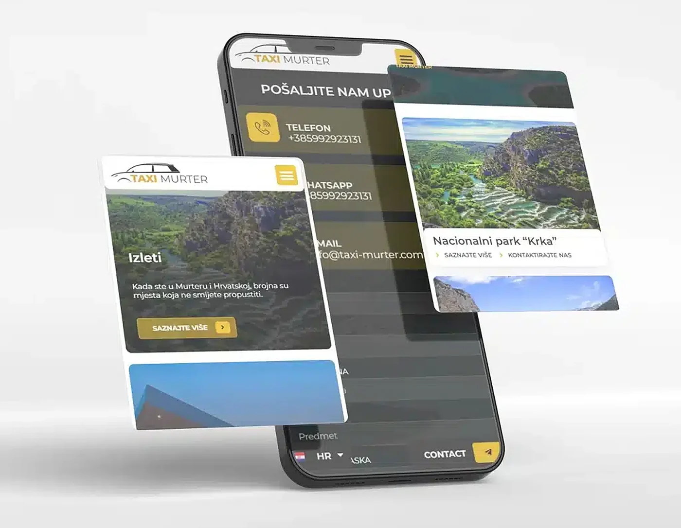Mobilni prikazi web stranice Taxi Murter