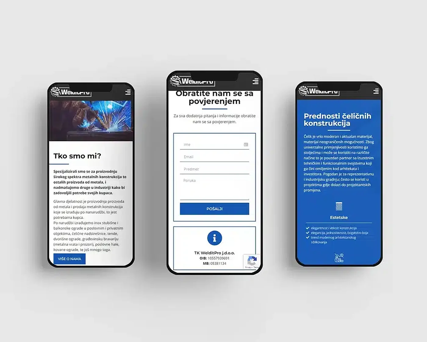 Pregled stranica web stranice TK Weldit Pro