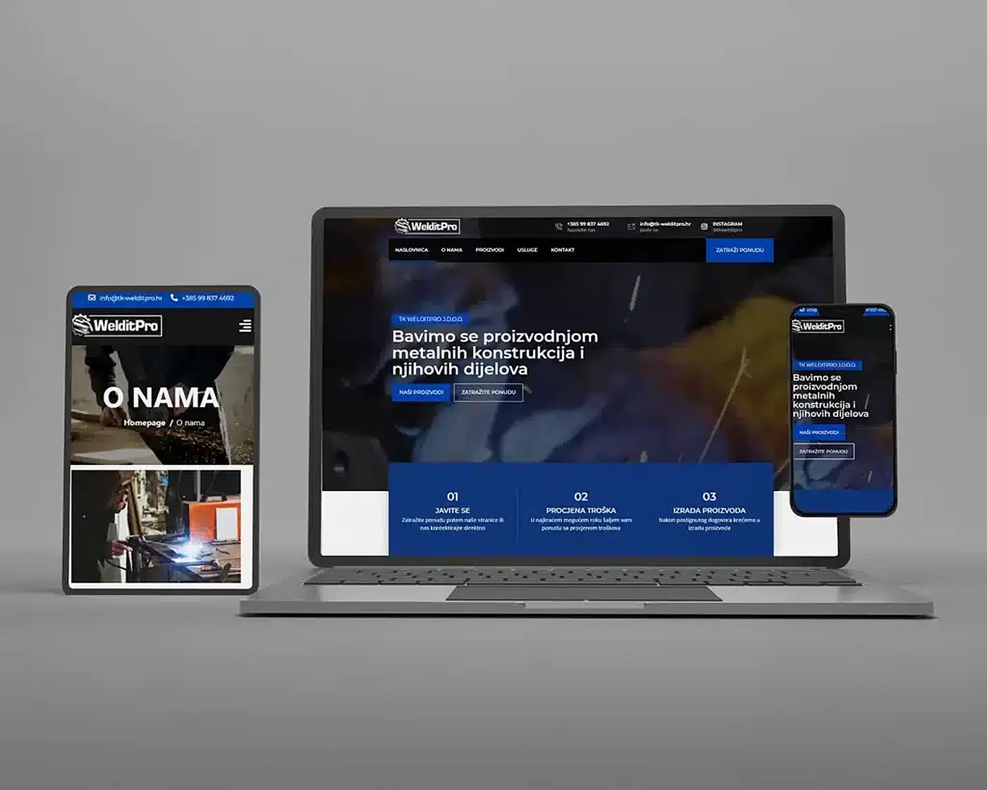 Mobilni prikazi web stranice TK Weldit Pro