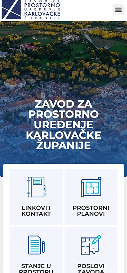 Web stranica Zavod za prostorno uređenje Karlovačke Županije na mobitelu